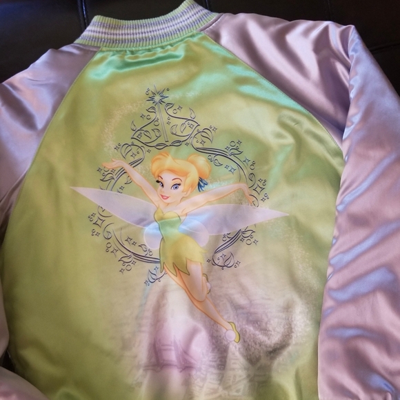 ❗Vintage Disney Tinkerbell Metallic Green Silver Girls Varsity Style Jacket L❗ - Picture 5 of 5
